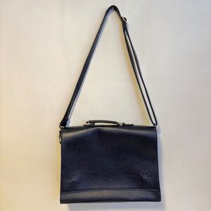 Ecosusi Faux Leather Messenger Briefcase Satchel Book Bag Navy Blue Large Size